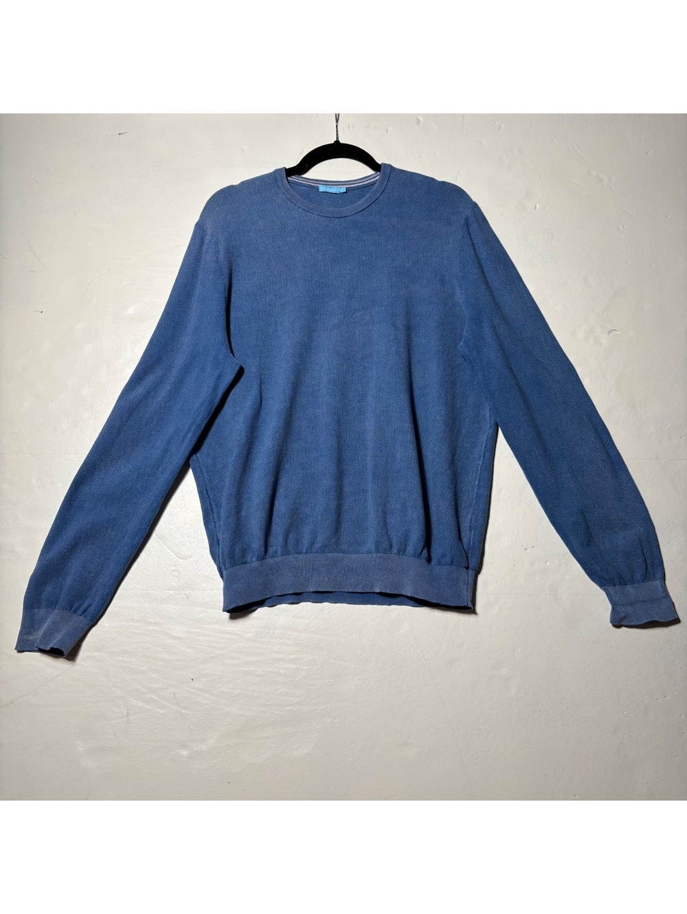 J McLaughlin 100% Cotton Sweater Mens Large Blue Crewneck Golfcore
